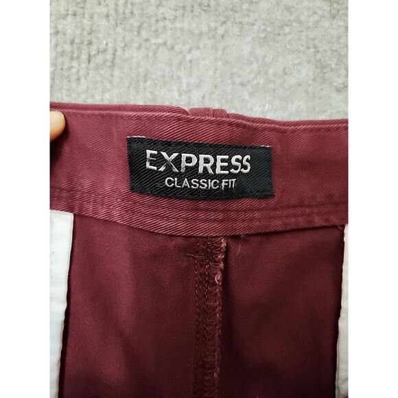 Express Classic Fit Shorts Mens 33 Burgundy 100% Cotton - Picture 6 of 8